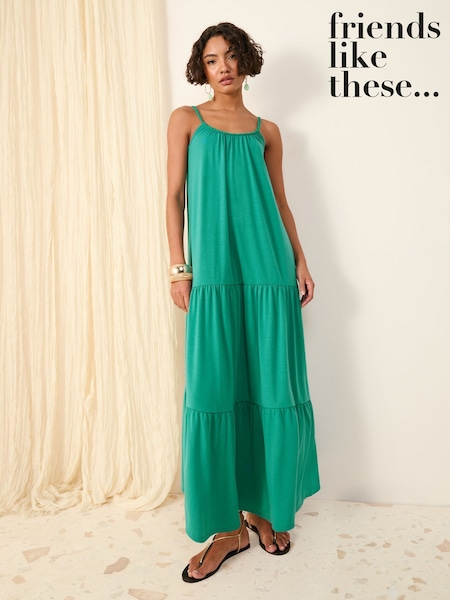 Friends Like These Green Plaited Strappy Maxi Sun Dress (AW8276) | £32