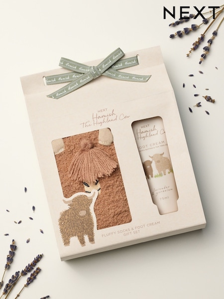 Hamish the Highland Cow Foot Cream & Cosy Socks Gift Set (AW8378) | £12