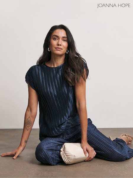 Joanna Hope Blue Plisse Top (AW8391) | £47