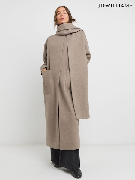 JD Williams Natural Longline Scarf Coat (AW8410) | £85