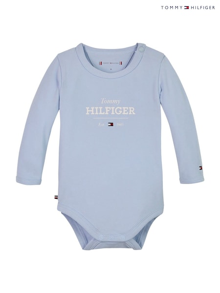 Tommy Hilfiger Blue Logo Long Sleeve Bodysuit (AW8458) | £26