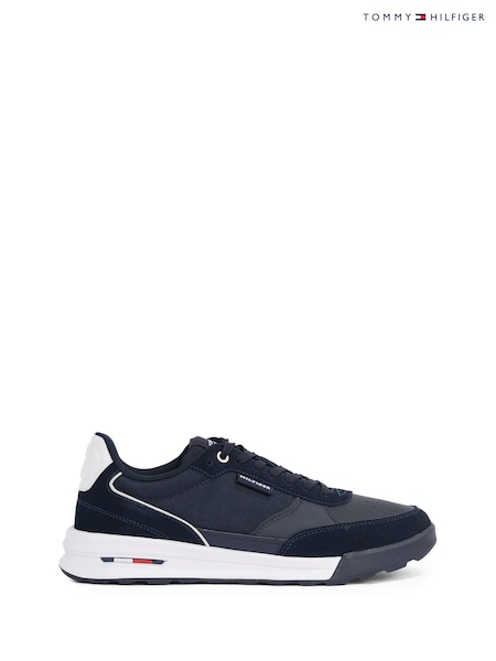 Tommy Hilfiger Blue Retro Leather Runner Trainers (AW8474) | £110