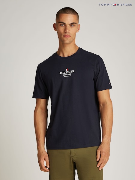 Tommy Hilfiger Blue Regular Fit 100% Cotton T-Shirt (AW8592) | £40