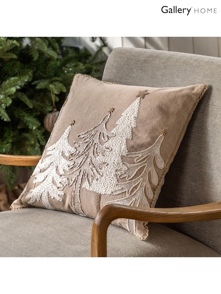 Gallery Home Natural Pearly Tree Scene 100% Cotton Cushion 450x450mm (AW8600) | £28