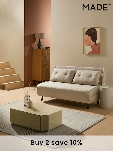 MADE.COM Mink Brown Natural Large Haru 2 Seater Sofa Bed (AW8620) | £550