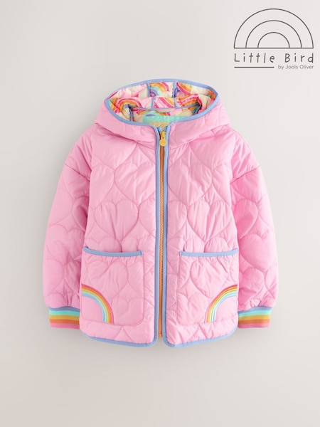Little Bird by Jools Oliver Pink Heart Quilted Jacket (AW8647) | £38 - £42
