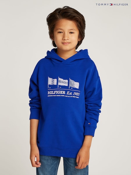 Tommy Hilfiger Blue Archive Fit Flag 100% Cotton Hoodie (AW8678) | £50