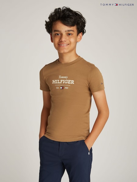 Tommy Hilfiger Brown Regular Fit 1985 100% Cotton T-Shirt (AW8699) | £20