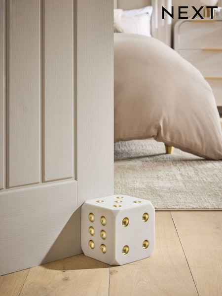 White/Gold Dice Doorstop (AW8773) | £25