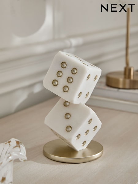 White/Gold Dice Ornament (AW8777) | £20