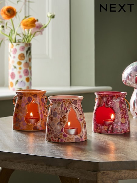 Set of 3 Autumnal Ditsy Print Tea Light Holders (AW8784) | £18