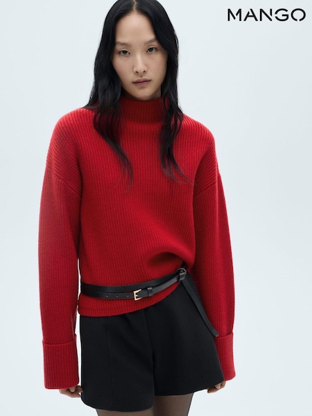 Mango Red High Neck Rib Jumper (AW8816) | £46