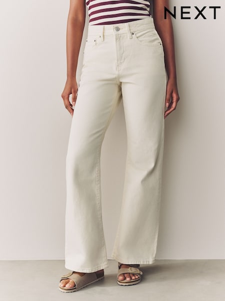 Ecru Relaxed Bootcut 100% Cotton Jeans (AW8952) | £34