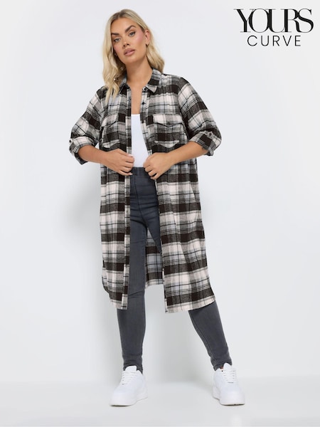 Yours Curve Black Maxi Check 100% Cotton Shirt (AW9003) | £31