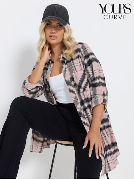Yours Curve Pink Brushed Check 100% Cotton Shirt (AW9008) | £29