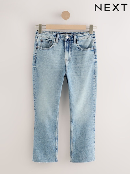 Mid Blue Kick Flare Cropped Comfort Stretch Jeans (AW9010) | £35