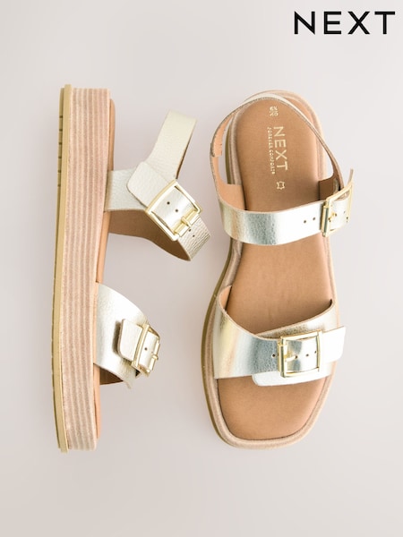 Gold Standard/Wide Fit Forever Comfort® Double Buckle Flatform Sandals (AW9033) | £54