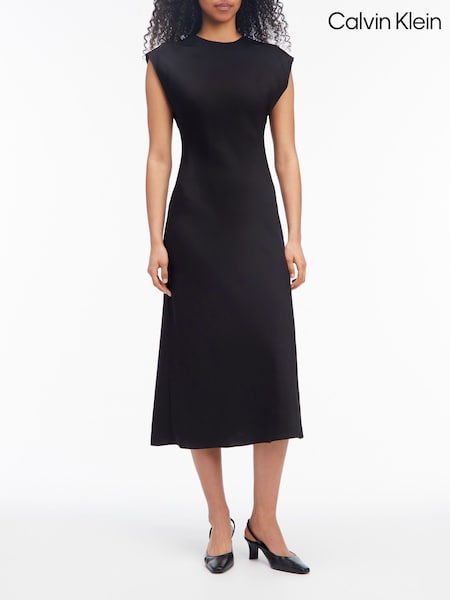 Calvin Klein Black Heavy Shine Viscose Shift Dress (AW9144) | £230