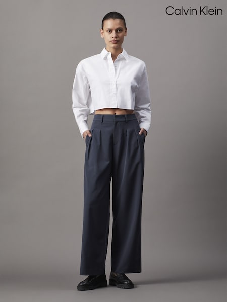 Calvin Klein White Cropped 100% Cotton Oxford Shirt (AW9164) | £75