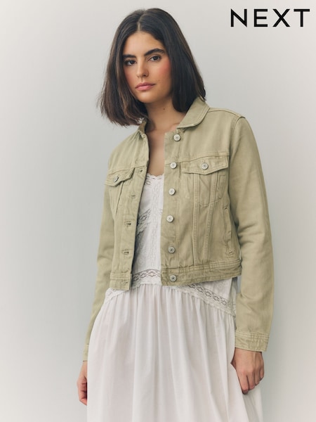 Sage Green Fitted Denim Trucker 100% Cotton Jacket (AW9206) | £38