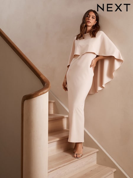Blush Pink Cape Maxi Dress (AW9252) | £72