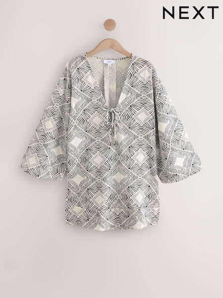 Black/White Beach Kaftan (AW9294) | £26