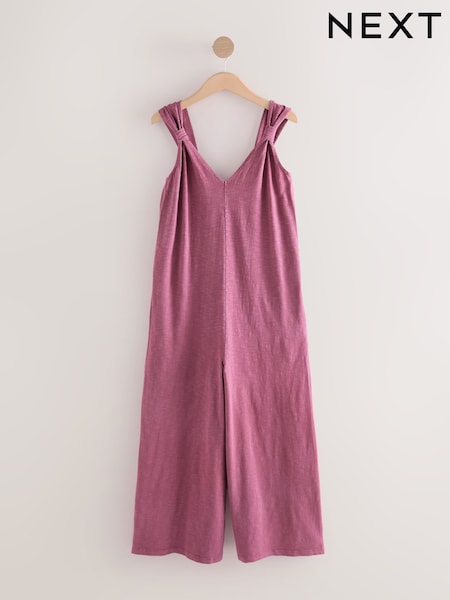 Plum Purple Jersey Wide Leg V-Neck Jumpsuit (AW9313) | £30