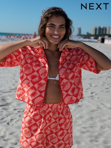 Red/Pink Summer Shirt With Linen (AW9314) | £35