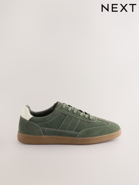 Khaki Green Suede Smart Casual Trainers (AW9328) | £55