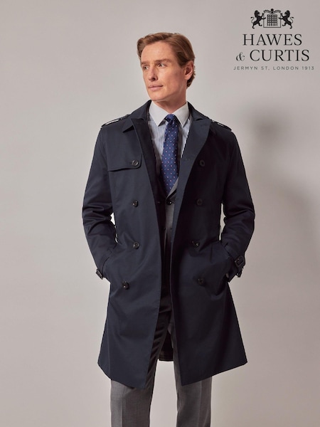 Hawes & Curtis Blue Trench Coat (AW9412) | £199