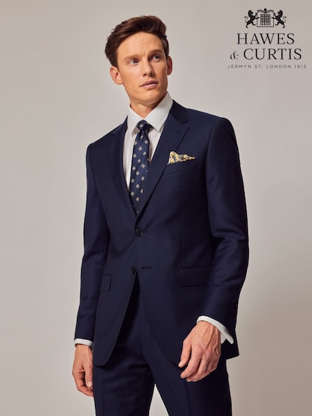 Hawes & Curtis Slim Blue Twill Suit Jacket (AW9424) | £209