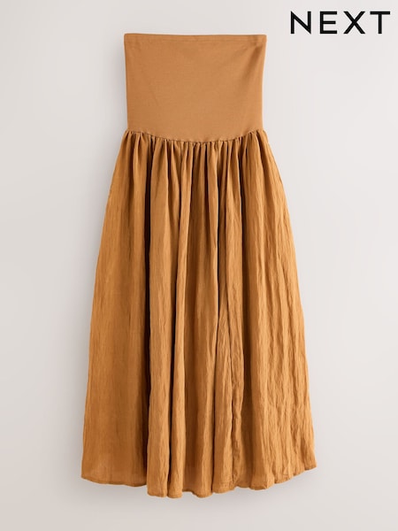 Toffee Bandeau Jersey Woven Mix Midi Dress (AW9441) | £38