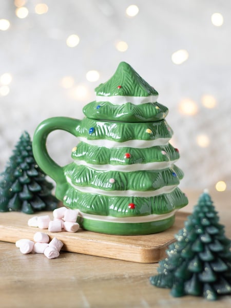 Something Different Green Christmas Tree Shaped Mug (AW9539) | £15