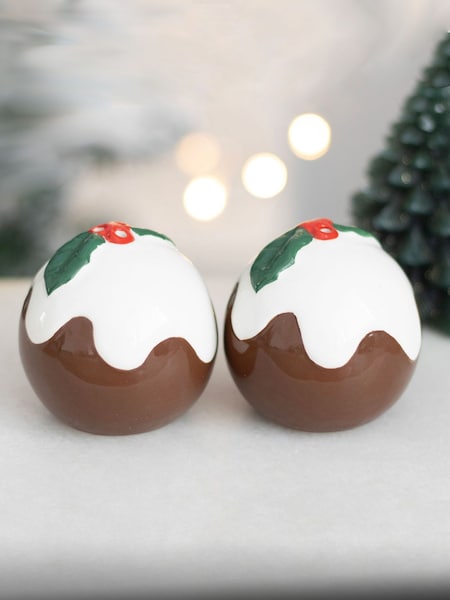 Something Different Brown/White Christmas Pudding Salt and Pepper Shakers Set (AW9542) | £12