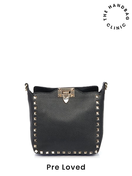 Valentino Black Rockstud Spike Cross-Body Clutch (AW9768) | £895