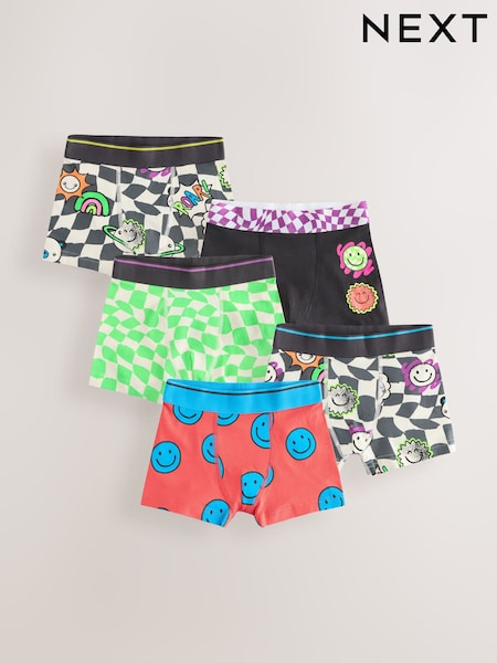 Multicolour Checkerboard Pattern Trunks 5 Pack (1.5-16yrs) (AW9868) | £14 - £19