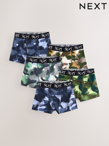 Camouflage Print Boxers 5 Pack (2-16yrs) (AW9878) | £14 - £19