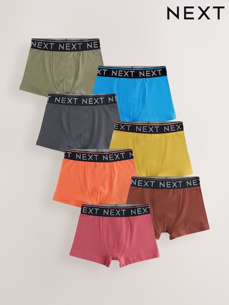 Autumnal Multi with Black Waistband Trunks 7 Pack (2-16yrs) (AW9880) | £19 - £24