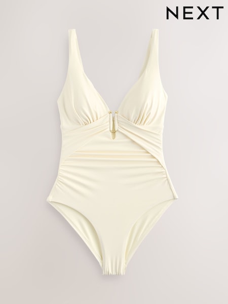 Ecru Cream Utrim Tummy Control Plunge Swimsuit (AW9901) | £36
