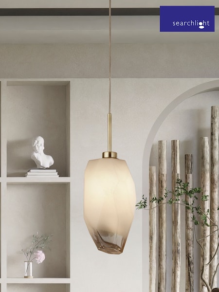 Searchlight Satin Brass Ice 1 Pendant Ceiling Light (AY0022) | £36
