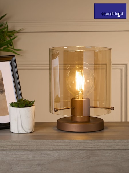 Searchlight Mocha and Amber Santorini 1 Light Table Lamp (AY0027) | £67