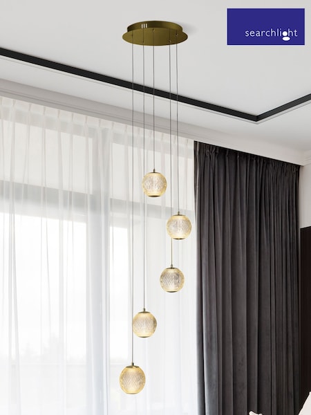 Searchlight Brass Charm 5 Multi-Drop Pendant Ceiling Light (AY0032) | £238
