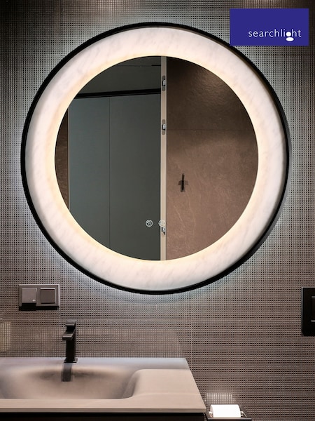 Searchlight Matt Black Helios LED Mirror (AY0038) | £228