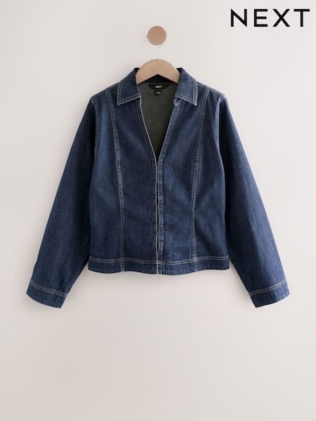 Dark Blue Hook and Eye Fastening Long Sleeve Denim Shirt (AY0166) | £38