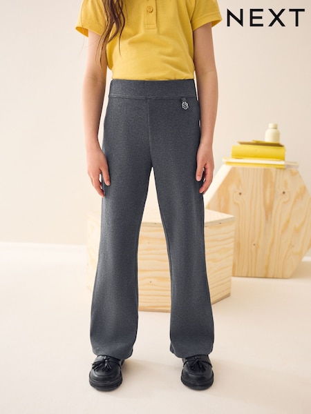Charcoal Grey Longer Length Pull-On Cotton Rich Stretch Boot Cut School Trousers (3-16yrs) (AY0208) | £10 - £15