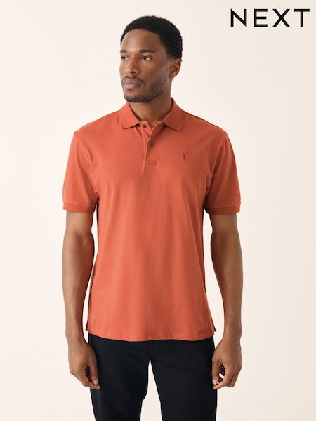 Orange Regular Fit Short Sleeve Pique Polo Shirt (AY0257) | £18