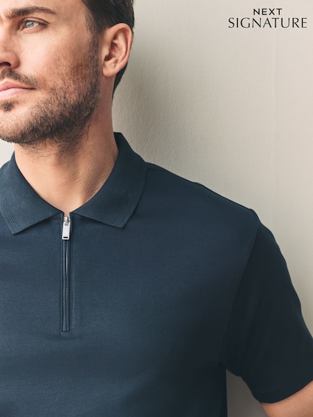 Navy Blue Signature Supima® Heavyweight Polo Shirt (AY0268) | £30