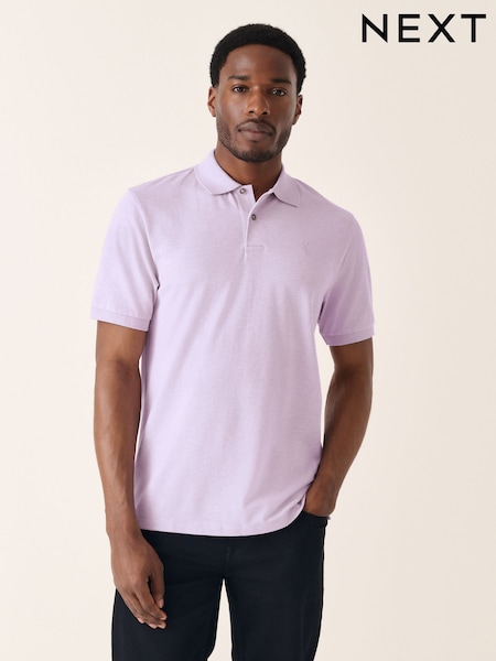 Lilac Purple Marl Regular Fit Short Sleeve Pique Polo Shirt (AY0270) | £18