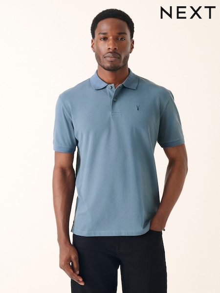Airforce Blue Regular Fit Short Sleeve Pique Polo Shirt (AY0271) | £18
