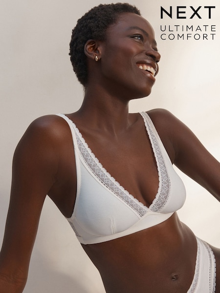 Cream Bralette Ultimate Comfort Premium Lace & Micro Modal Bra (AY0287) | £20